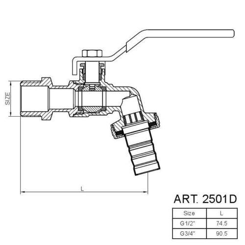 KRAN KULOWY Z DŁAWICĄ- MINI 1/2" - obrazek 2